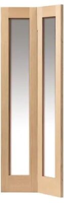Internal Oak Fuji (CLEAR GLASS) Un-Finished Solid Core Bi-Fold Door