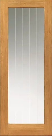 Internal Thames Oak 1 Light Pre-Finished (CLEAR ETCHED LINES GLASS) Door - Image 2