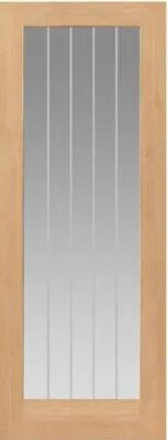 Internal Thames Oak 1 Light Un-Finished (CLEAR GLASS ETCHED LINES) FD30 44mm Fire Door