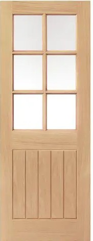 Internal Thames Oak 6 Light Un-Finished (CLEAR GLASS) Door