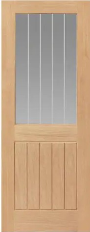 Internal Thames Oak Half Light Un-Finished (CLEAR GLASS ETCHED LINES) Door