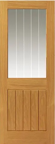 Internal Thames Oak Half Light Pre-Finished (CLEAR GLASS WITH ETCHED LINES) Door