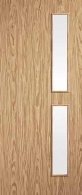 Oak Flush 16G Pre-Finished (CLEAR GLASS) FD30 44mm Fire Door - LPD