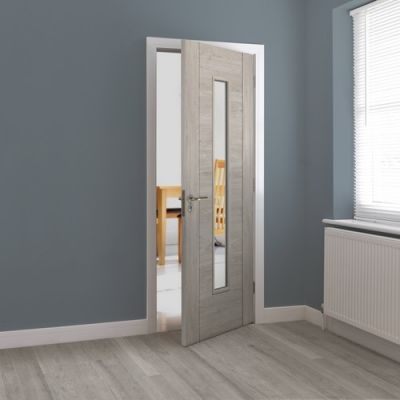 Internal Laminate Alabama (CLEAR GLASS) Light Grey Pre-Finished Door - Image 2