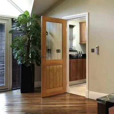 Internal Thames Oak Half Light Un-Finished (CLEAR GLASS ETCHED LINES) Door - Image 2