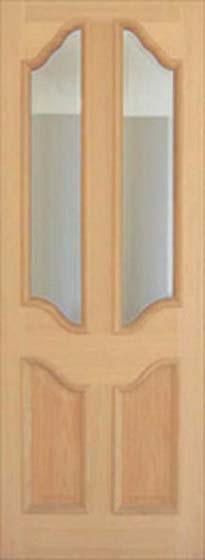 Oak Brooklands with Clear Bevelled Glass - Unfinished - DG