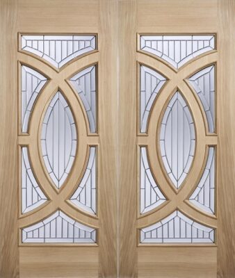 External Oak Majestic Pair (ZINC CLEAR BEVELLED GLASS) Un-Finished - LPD