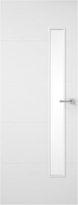 Internal White Premium Horizontal 4 Line Offset (CLEAR GLASS) Smooth Door