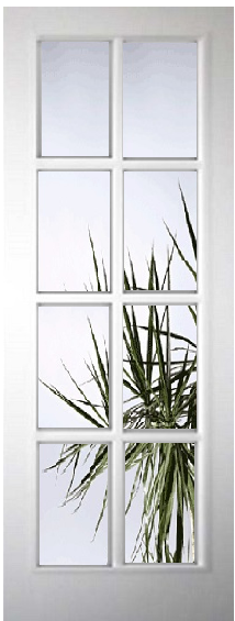 Internal White Primed 8 Light (CLEAR BEVELLED GLASS) Woodgrain Door