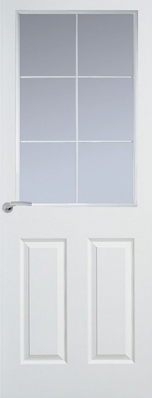 Internal White Smooth Manhattan White Leaded 6 Light (CLEAR GLASS) Door