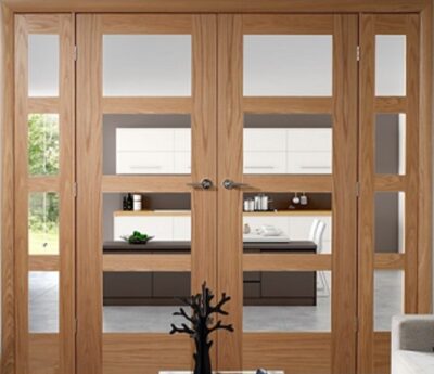 Easi-Frame with Oak Shaker 4 Panel (CLEAR GLASS) Doors and Side Panels - XL