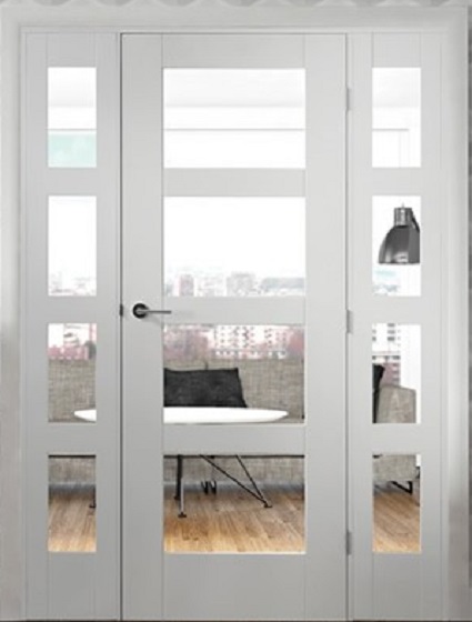 Easi-Frame with White Primed Shaker 4 Light Door and Demi Panels (CLEAR GLASS) - XL
