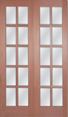 Hardwood GTP Square Top  with Clear Bevelled Glass - Rebated Pair - Unfinished  DF