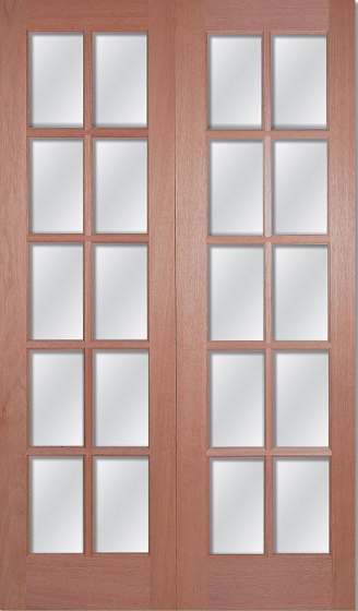 Hardwood GTP Square Top with Clear Bevelled Glass - Rebated Pair - Unfinished DF