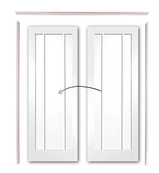 Easi Slide Door Set - Includes White Worcester Doors (CLEAR GLASS) - Frame - Pair Maker - Door Hardware - Excludes Handles - XL