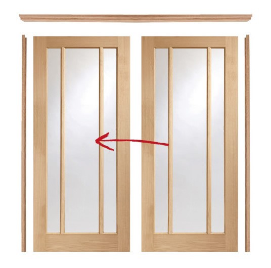 Easi Slide Door Set Oak Worcester (CLEAR GLASS) Doors - Includes Frame and Doors - XL