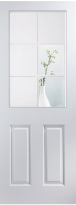 Internal White Primed Atherton 6 Light (CLEAR GLASS ETCHED LINES) Smooth Door