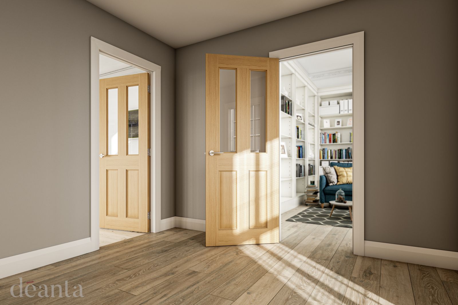 Internal Oak Bury (CLEAR BEVELLED GLASS) Pre-Finished Door - Image 2