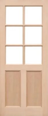 External Hemlock Un-Finished KXT 6 Light 2 Panel - Unglazed (No Glass) Door
