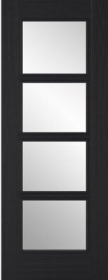 Charcoal Black Vancouver (CLEAR GLASS) 4 Light FD30 - Solid Core - Pre-Finished - LPD