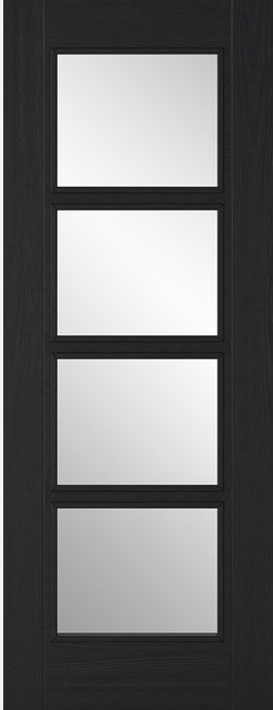 Charcoal Black Vancouver (CLEAR GLASS) 4 Light FD30 - Solid Core - Pre-Finished - LPD