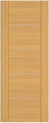 Internal Oak Valencia with Aluminum Inlays FD30 44mm Pre-Finished Fire Door