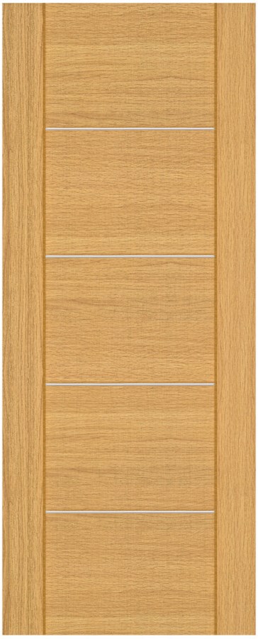 Internal Oak Valencia with Aluminum Inlays FD30 44mm Pre-Finished Fire Door