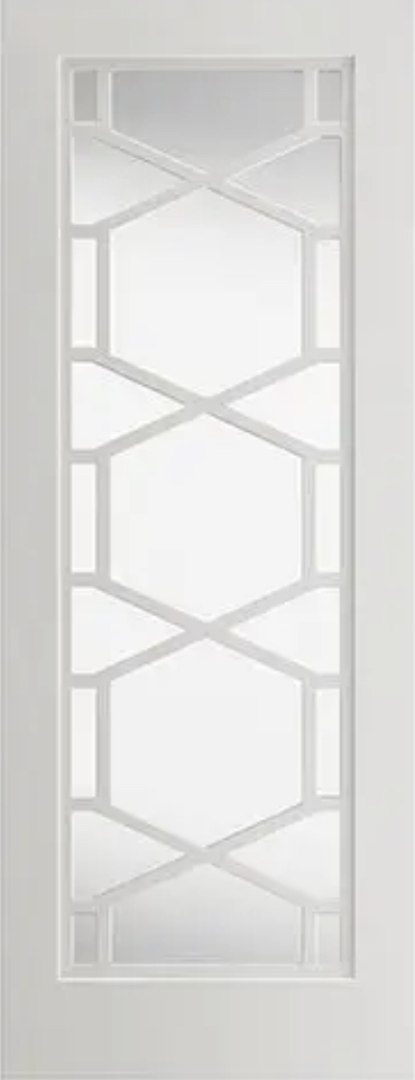 Internal White Primed Quartz (CLEAR GLASS) Solid Core Door
