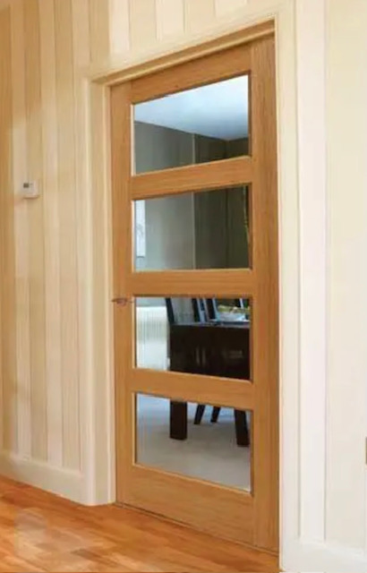 Internal Oak Pattern 50 Mersey (OBSCURE GLASS) Un-Finished FD30 44mm Fire Door - Image 2