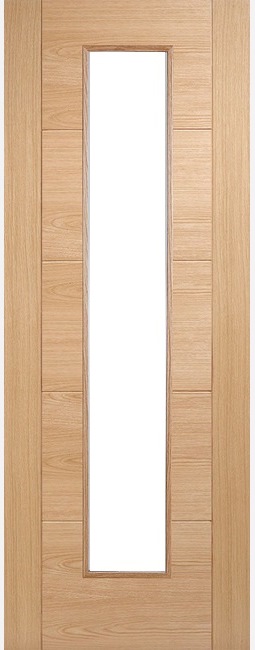 Internal Oak Open Trend Style (CLEAR GLASS) 44mm Thick Pre-Finished Channel Groove Door