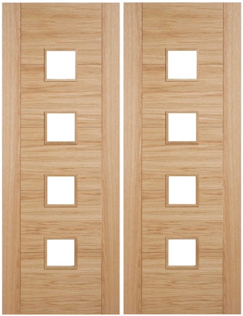 Oak Trend 4 Light Pair - OBSCURE GLASS - Channel Groove - Prefinished - DF