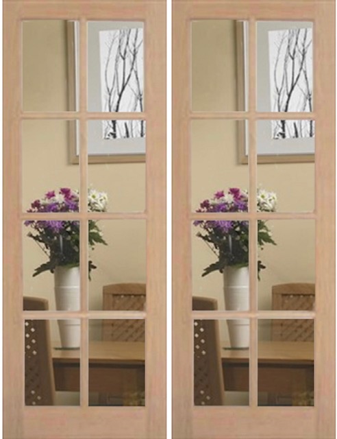 Oak 8L - CLEAR BEVELLED GLASS - Rebated Pair  - Unfinished - DG