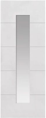 Internal White Primed Horizontal 4 Line (CLEAR GLASS) Standard Core Door