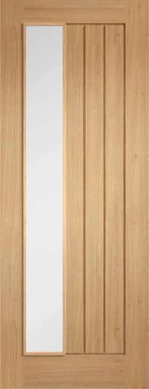 Internal Oak Mexicano Offset (CLEAR GLASS) Pre-Finished Solid Core Door