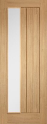 Internal Oak Mexicano Offset (OBSCURE GLASS) Pre-Finished Solid Core Door