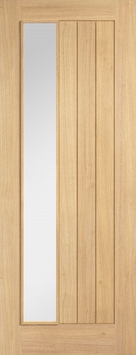 Internal Oak Belize Offset (CLEAR GLASS) Solid Core Un-Finished Door