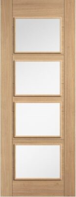 Internal Oak Carini 4L (CLEAR GLASS) Solid Core Pre-Finished Door