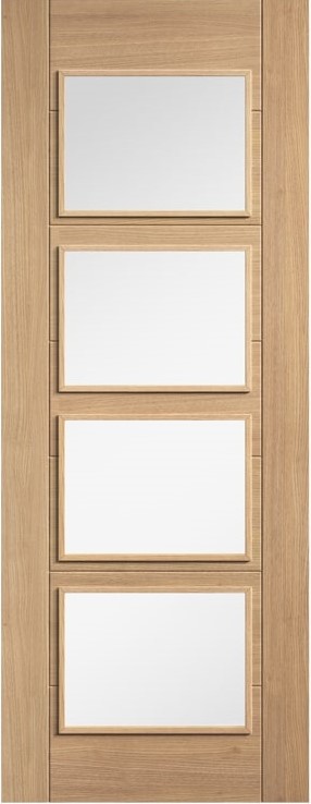 Internal Oak Carini 4L (CLEAR GLASS) Solid Core Pre-Finished Door