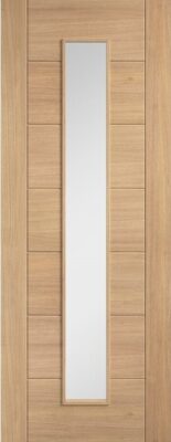 Internal Oak Carini Long Light (CLEAR GLASS) Solid Core Un-Finished Door