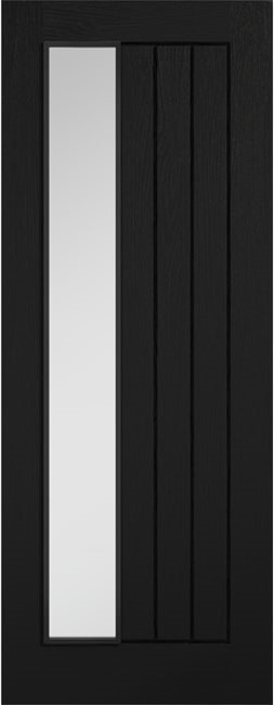 Internal Black Oak Offset Mexicano (CLEAR GLASS) Pre-Finished Solid Core Door