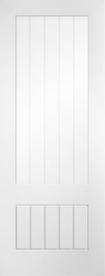 Internal White Primed Mexicano Three Quarter (CLEAR GLASS ETCHED LINES) Solid Core Door