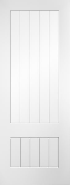 Internal White Primed Mexicano Three Quarter (CLEAR GLASS ETCHED LINES) Solid Core Door