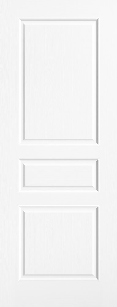 White Primed Textured 3 Panel Door - Hollowcore - LPD