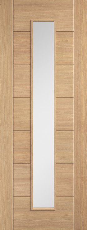 Internal Oak Carini Long Light (CLEAR GLASS) Solid Core Pre-Finished Door