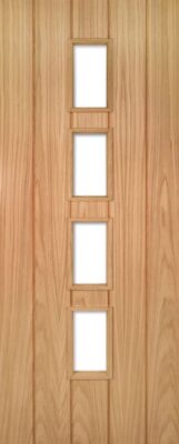 Internal Oak Galway (CLEAR GLASS) FD30 44mm Un-Finished Fire Door