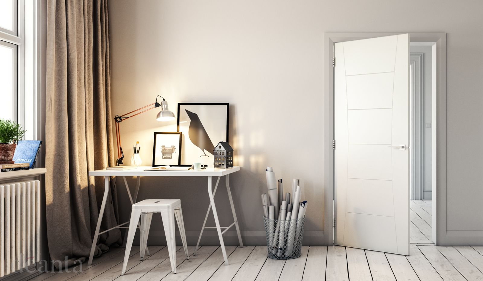 Internal White Primed Solid Core Pamplona Door - Image 2