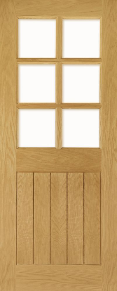 Internal Oak Ely 6L (CLEAR BEVELLED GLASS) Un-Finished Door