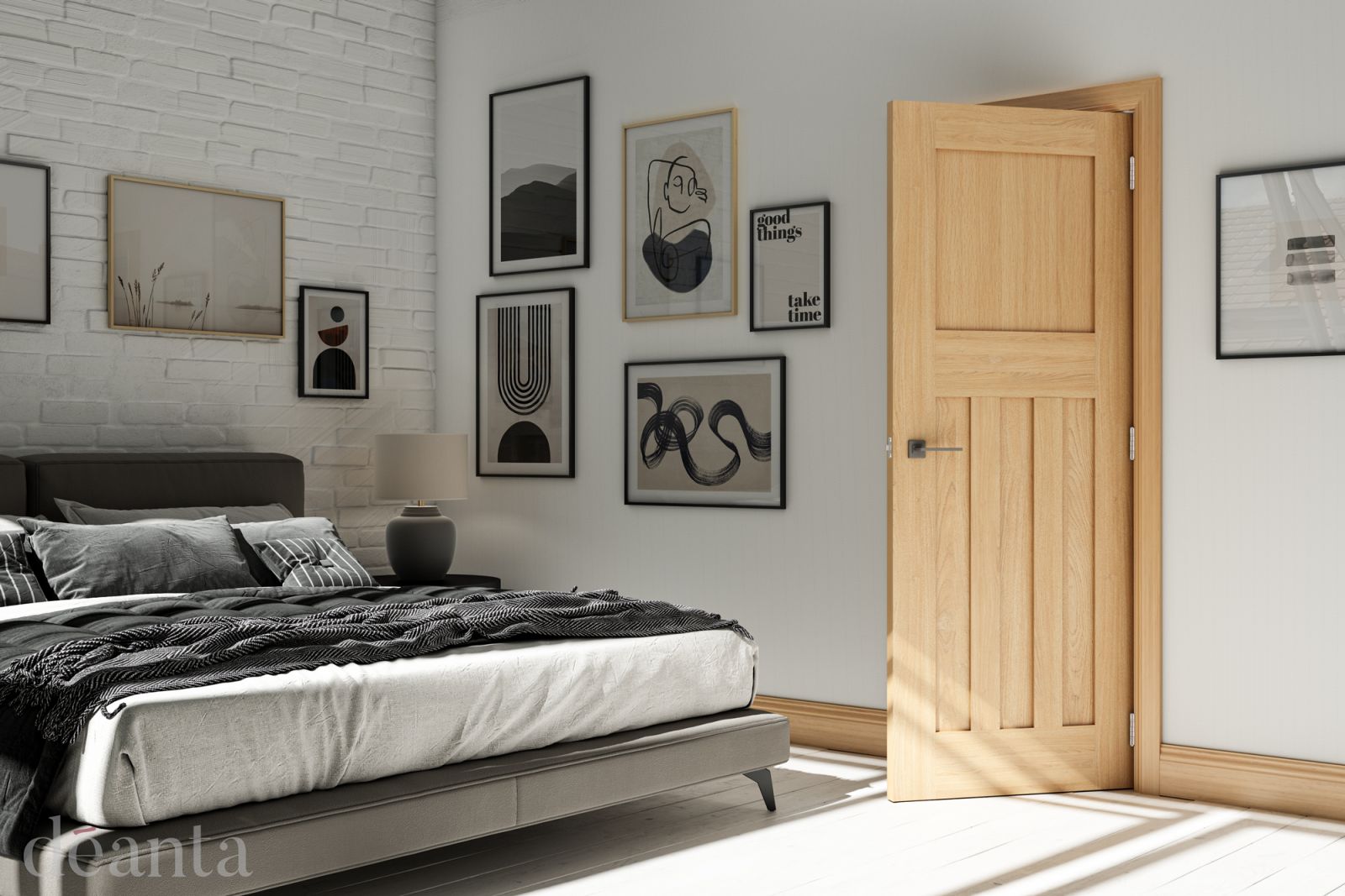 Internal Oak Cambridge 1930s Style FD30 44mm Un-Finished Fire Door - Image 2