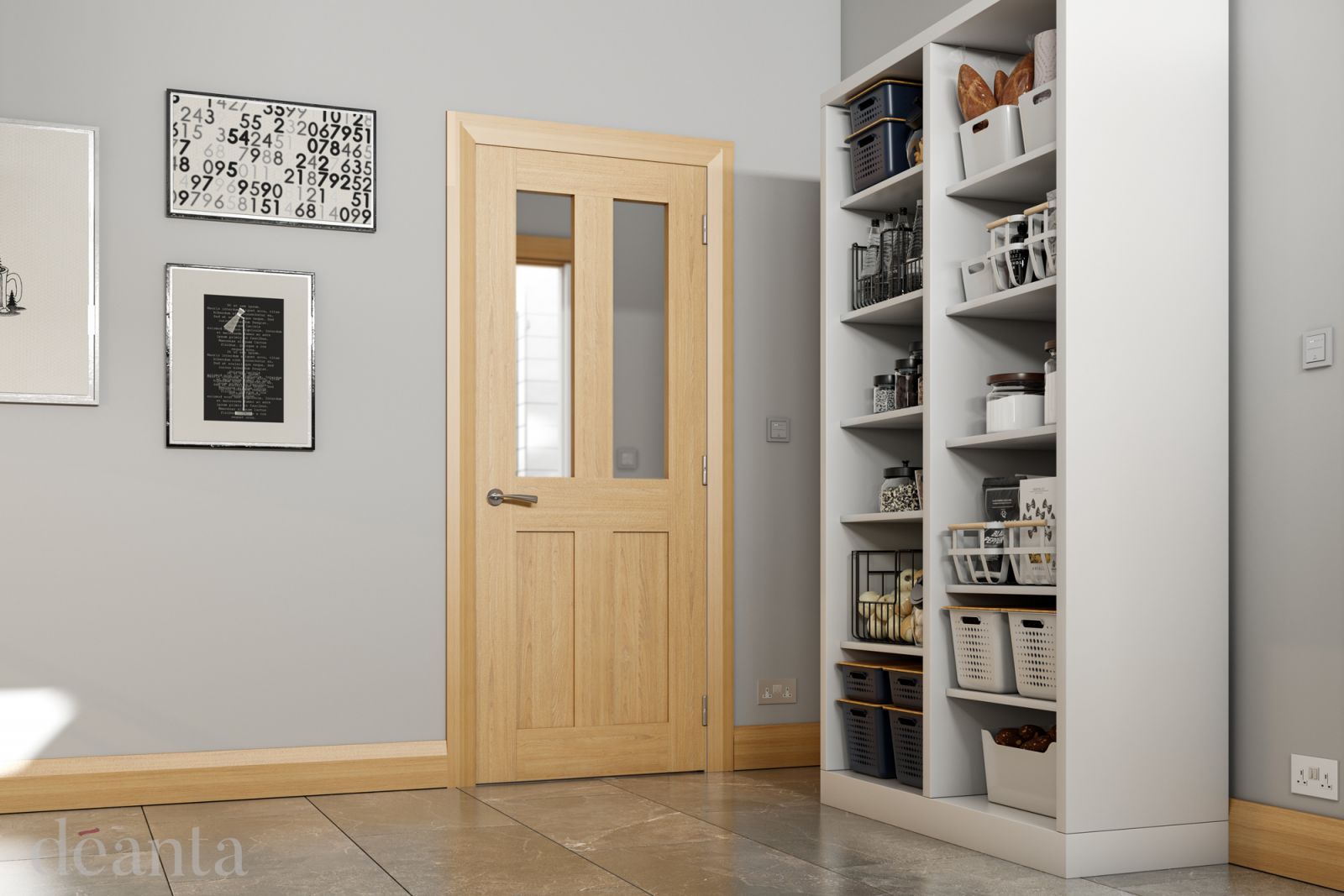 Internal Oak Eton (CLEAR GLASS) Un-Finished Door - Image 2