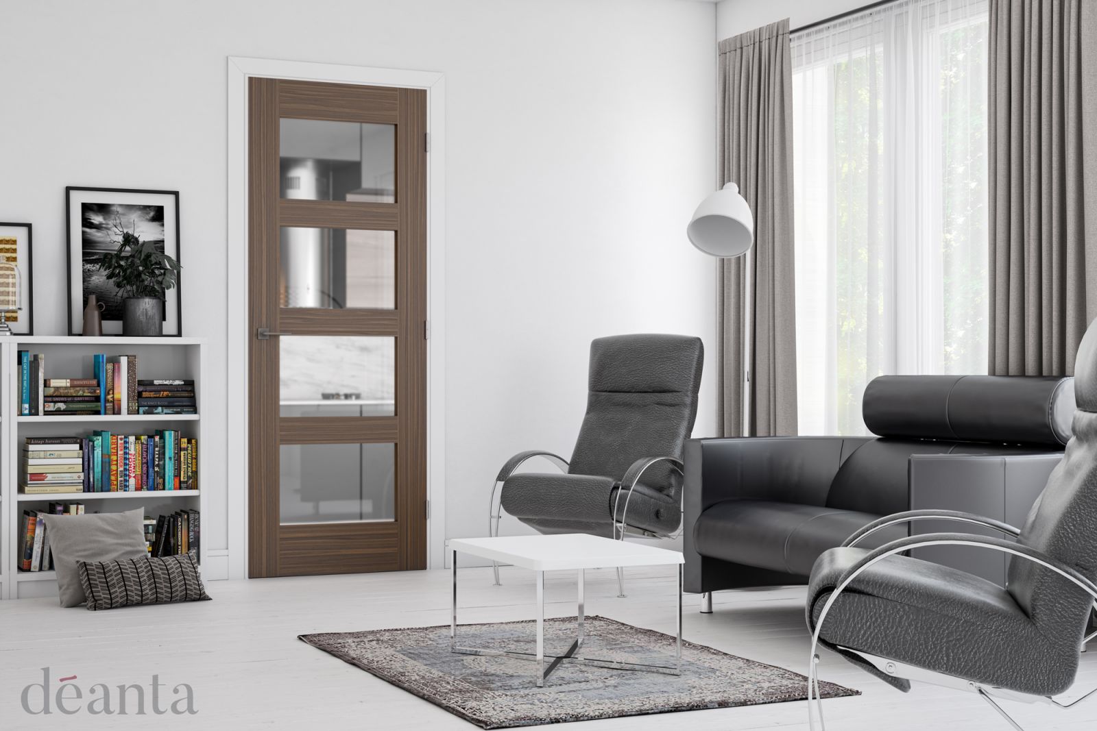 Internal Walnut Coventry (CLEAR GLASS) Pre-Finished Door - Image 2